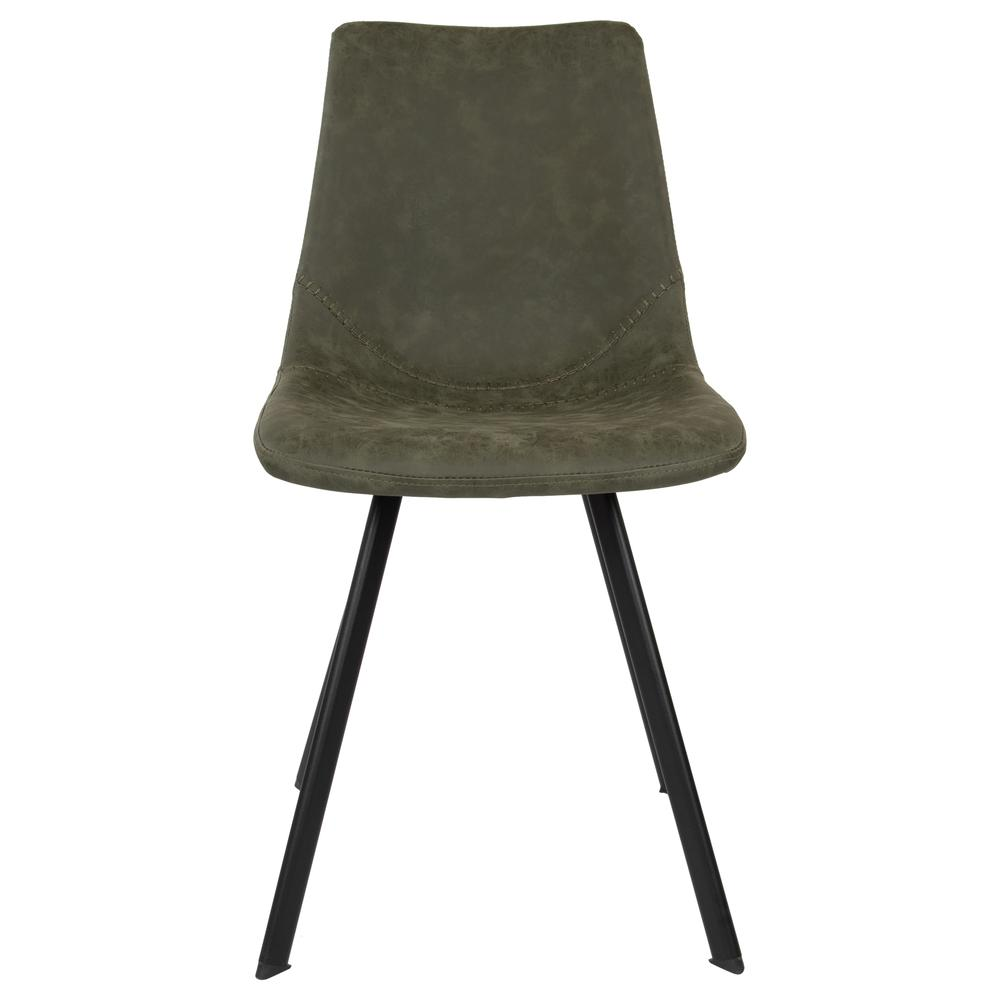 Set of two Markley modern leather dining chairs with metal legs from Start2Finish, featuring sleek design and comfortable seating.