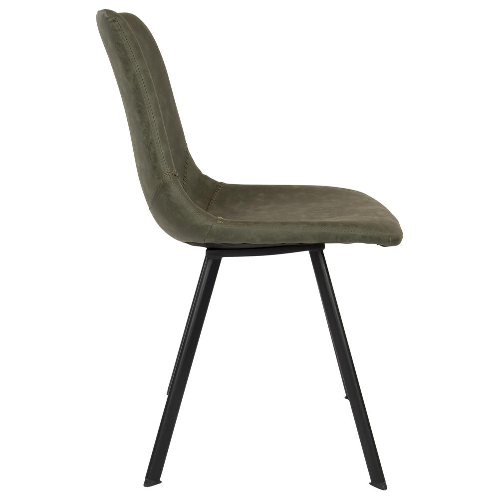 Set of two Markley modern leather dining chairs with metal legs, featuring sleek design and comfortable seating.