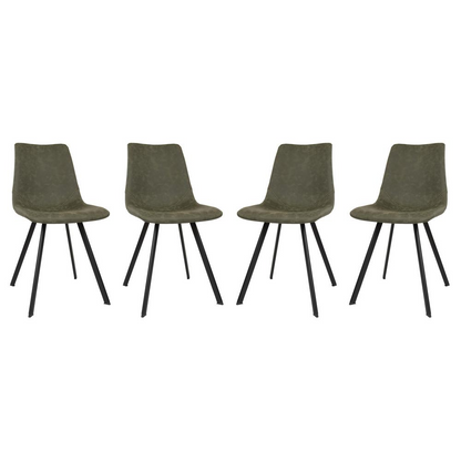 Set of four Markley modern leather dining chairs with metal legs, stylish and comfortable for contemporary dining rooms.