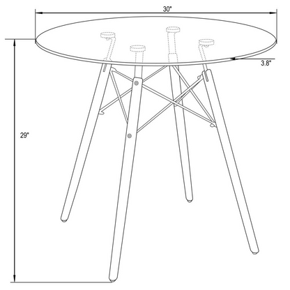 Dover round bistro glass dining table with natural wood Eiffel-style base by Start2Finish, showcasing the table&