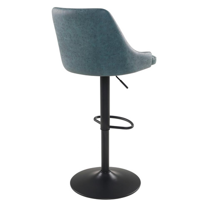 Start2Finish Sylmar height adjustable stool with navy faux leather upholstery and modern design, featuring a padded seat and metal base.