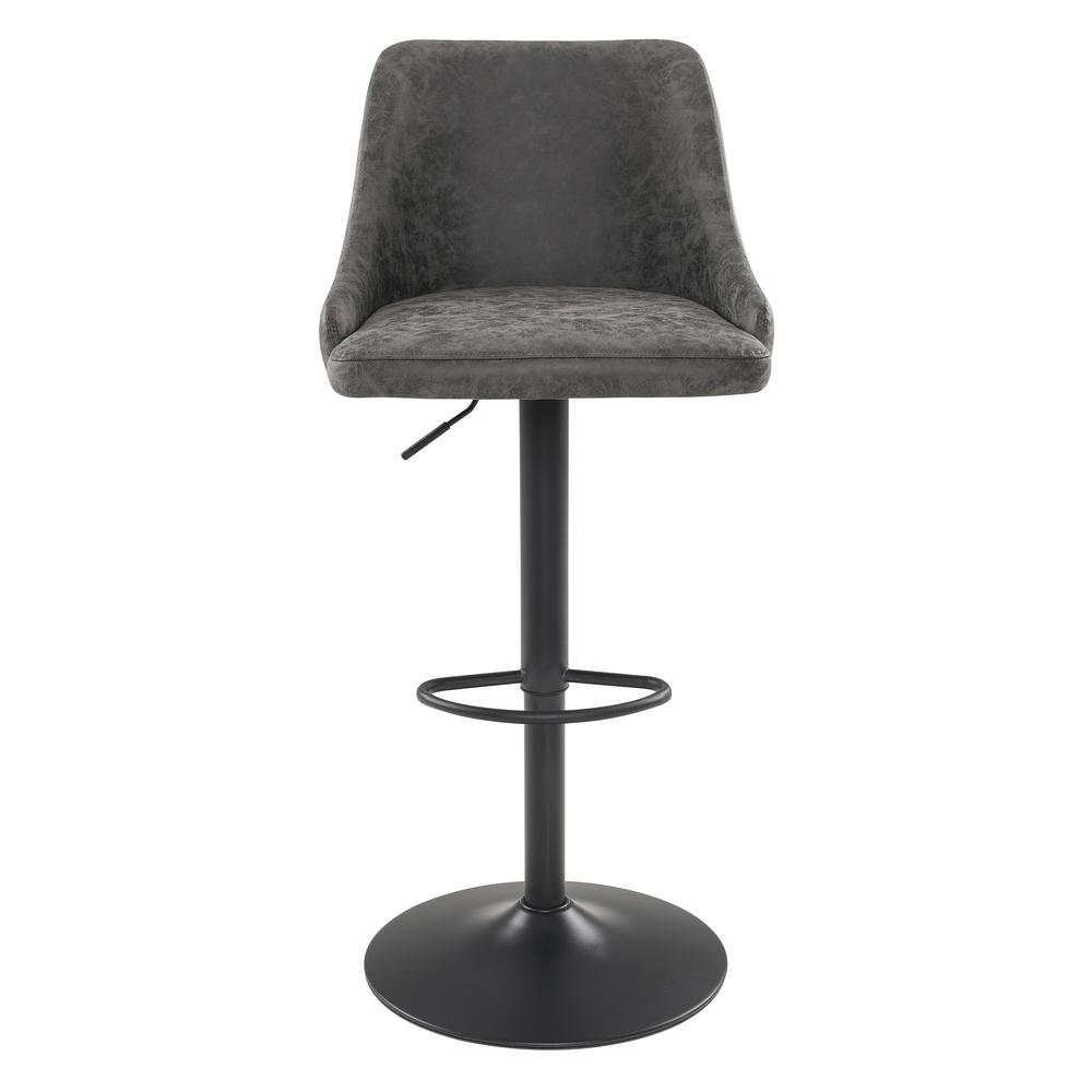 Sylmar height adjustable stool with charcoal faux leather seat and chrome base, perfect for modern furniture and seating comfort.