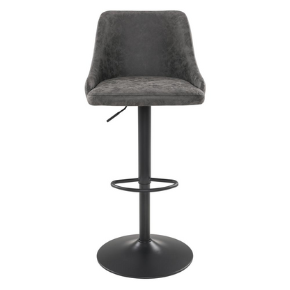 Sylmar height adjustable stool with charcoal faux leather seat and chrome base, perfect for modern furniture and seating comfort.