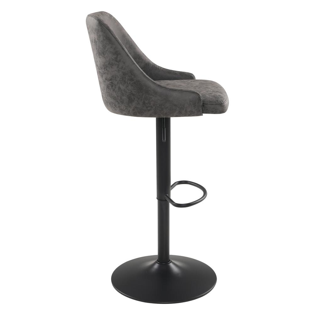 Sylmar height adjustable stool by Start2Finish with charcoal faux leather upholstery and modern furniture design.