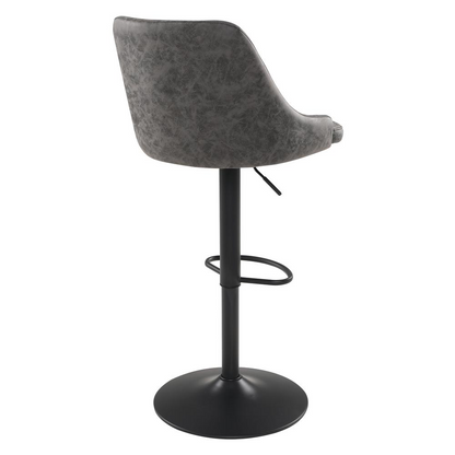 Sylmar height adjustable stool in charcoal faux leather with a modern design, featuring a padded seat and chrome base.