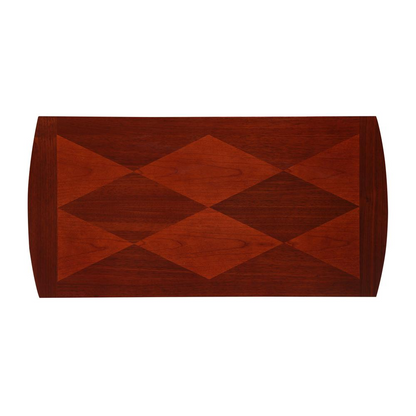 Dennis end table with shelf in mahogany wood by Start2Finish, featuring a sleek design and smooth finish.