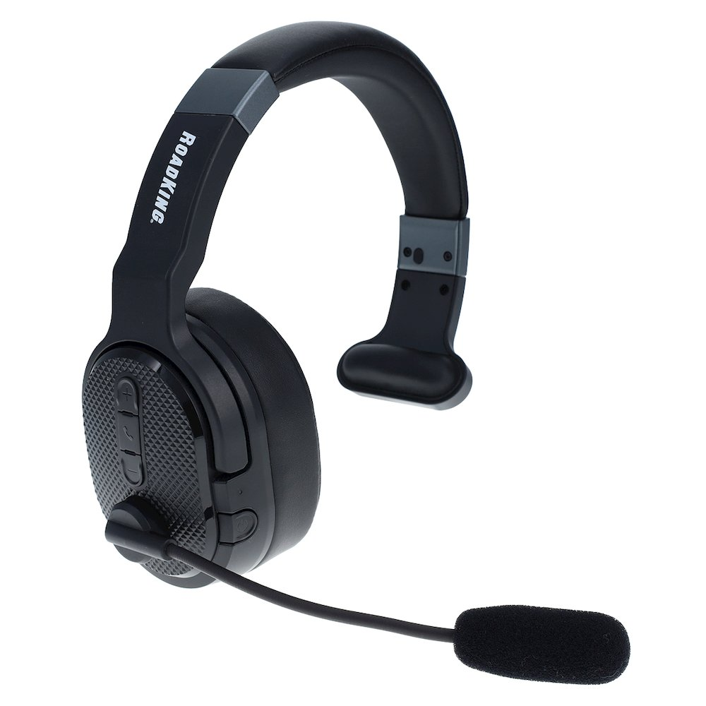 Start2Finish wireless Bluetooth noise-canceling trucker headset, mono to stereo, with over-ear design and adjustable headband.