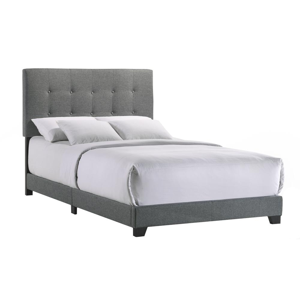 Addyson full UPH bed in gunmetal fabric with sleek, modern frame and headboard, featuring stylish design from Start2Finish.