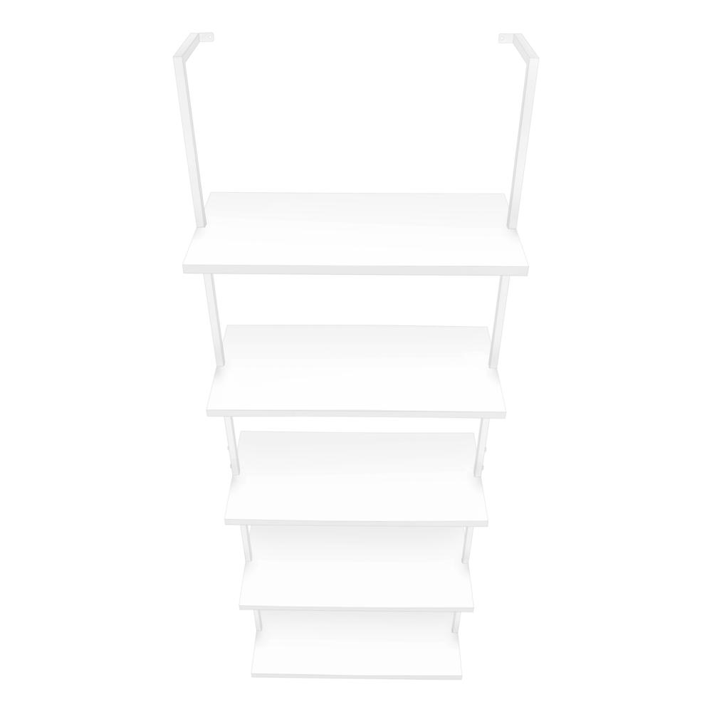 Start2Finish 5-tier bookshelf and ladder-style bookcase with office and bedroom furniture, featuring multiple open shelves.