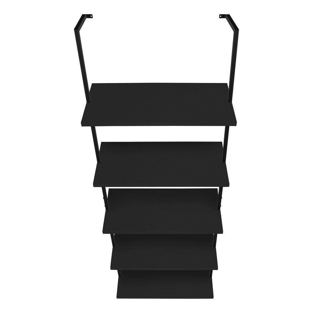 Start2Finish 5-tier ladder bookshelf in office or bedroom, featuring five shelves for books and decor storage.