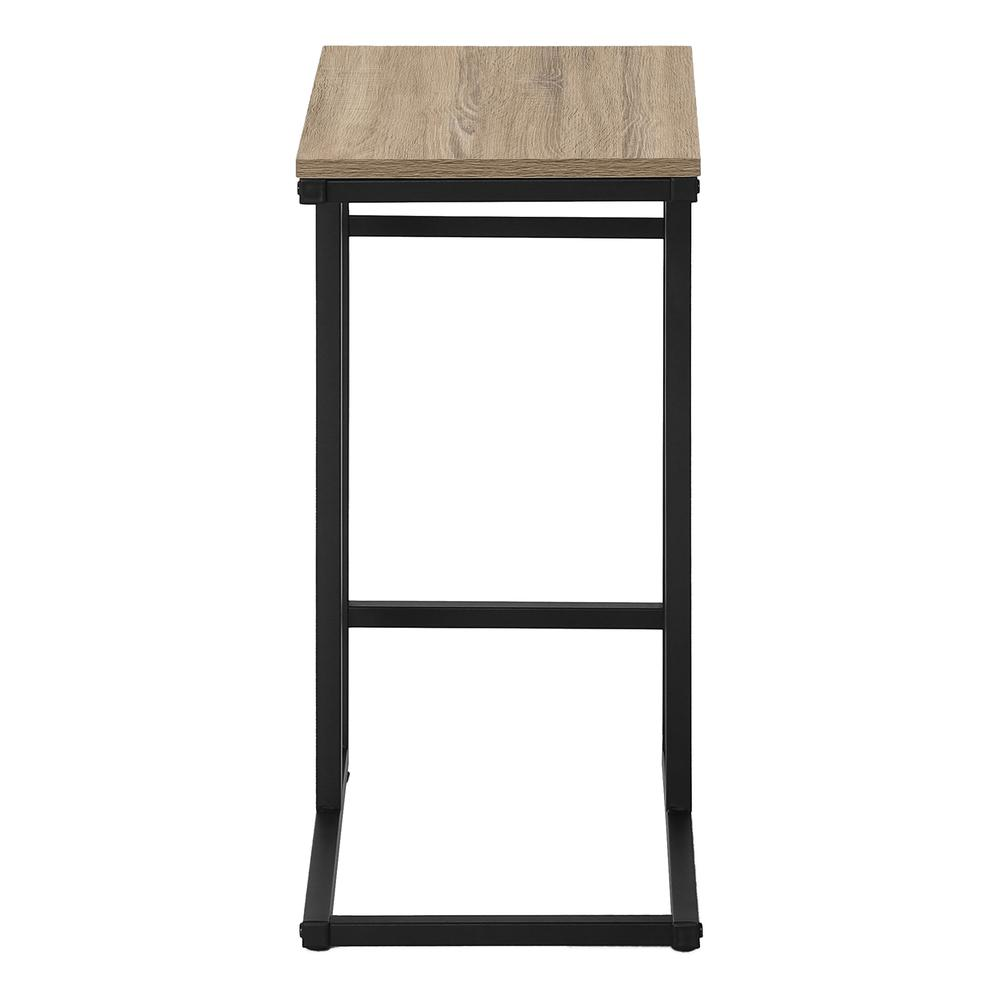 Start2Finish brown laminate C-shaped accent table, end table, or snack side table for living room or bedroom.