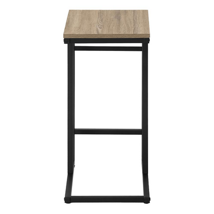 Start2Finish brown laminate C-shaped accent table, end table, or snack side table for living room or bedroom.