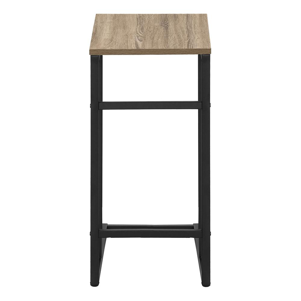 Start2Finish brown laminate C-shaped accent end table with a side surface, suitable for living room or bedroom use.
