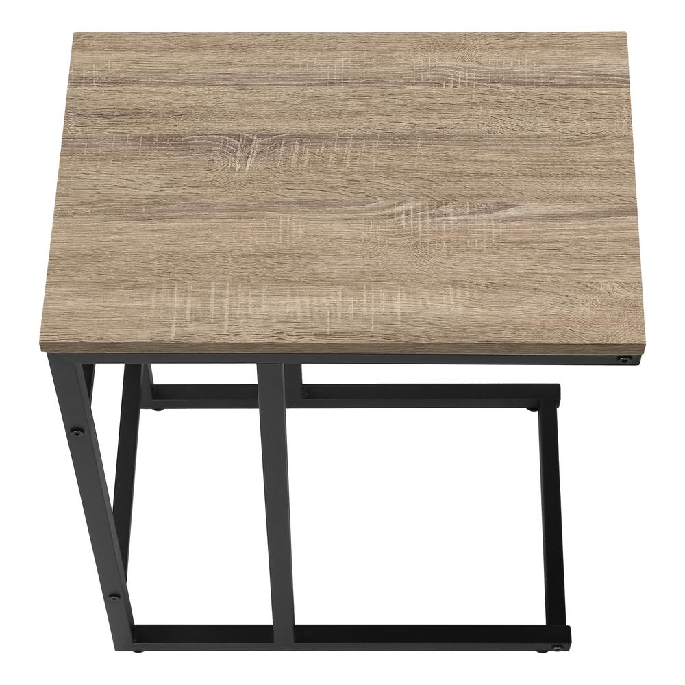 Start2Finish brown laminate C-shaped accent table for living room or bedroom, versatile end or side snack table.