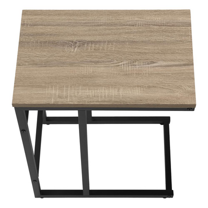 Start2Finish brown laminate C-shaped accent table for living room or bedroom, versatile end or side snack table.