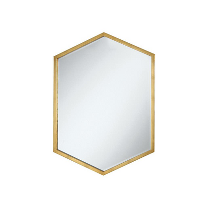 Start2Finish Bledel 24x34 inch hexagonal gold wall mirror with a sleek, modern frame, designed for stylish home decor.