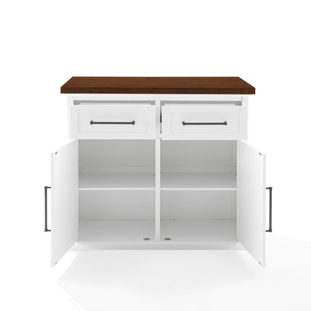 Start2Finish Bartlett wood top kitchen island with spacious storage and sturdy wooden surface, ideal for cooking and prep areas.