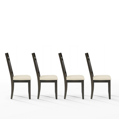 Set of four Start2Finish Hayden 4-Piece Slat Back Dining Chairs with wooden seats and slatted backrests, perfect for dining rooms.