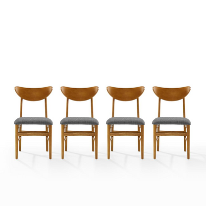 Set of four Landon wood dining chairs by Start2Finish, featuring classic design with contoured seats and sturdy wooden frames.