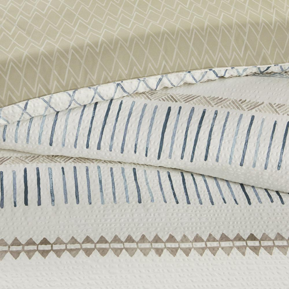 Start2Finish 5-piece printed seersucker bedding comforter set with matching throw pillows, showing colorful fabric patterns and textures.