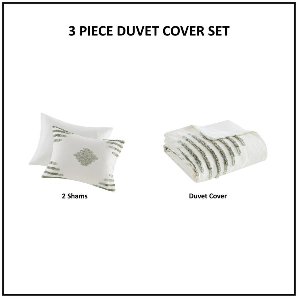 Start2Finish 3-piece cotton blend chenille duvet cover bedding set with soft, textured fabric in neutral tones.