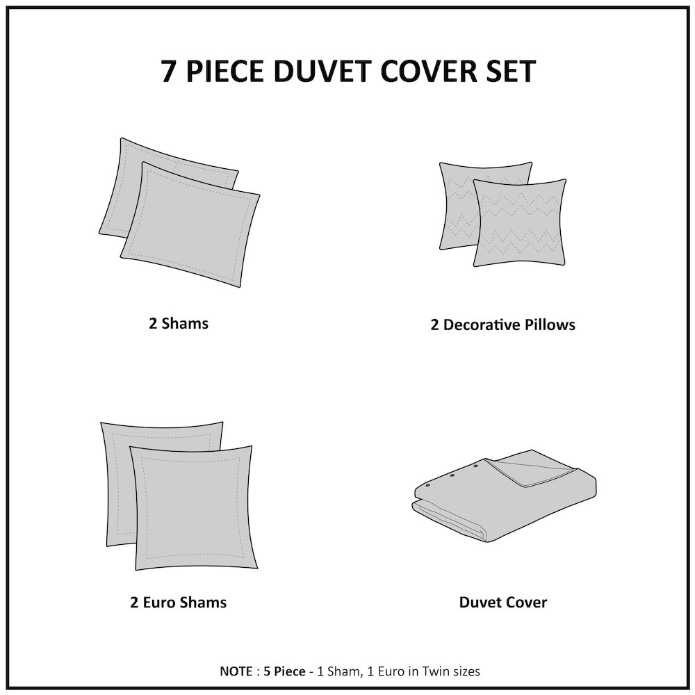 Cotton Jacquard bedding set with duvet cover, Euro shams, and decorative throw pillows from Start2Finish.