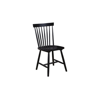 Set of 2 black Lyra side chairs by Start2Finish with sleek, modern design and smooth wooden legs.