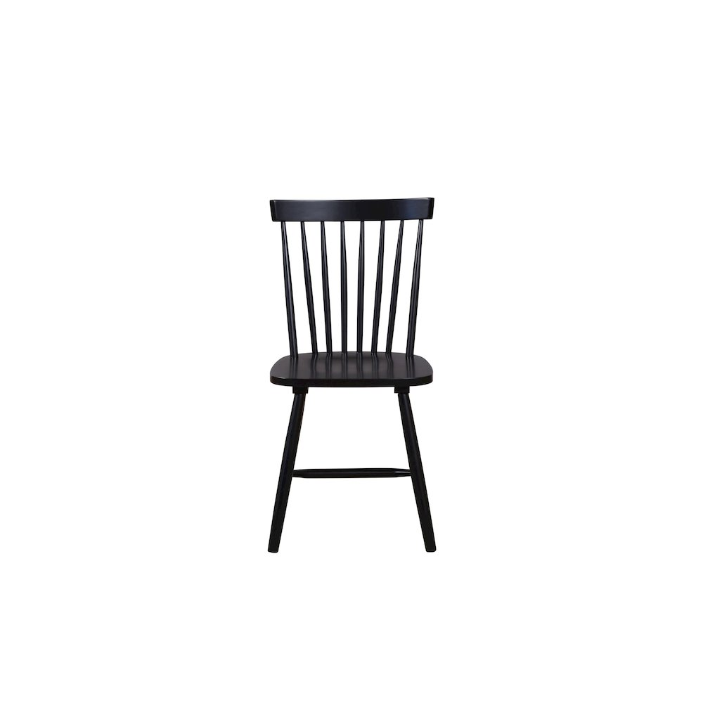 Pair of black Lyra side chairs by Start2Finish with sleek, modern design and sturdy metal legs, ideal for dining or accent seating.