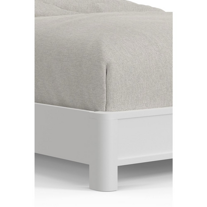 White Stapleton Queen Panel Bed by Start2Finish, showcasing a sturdy wooden bed frame with a classic panel design.