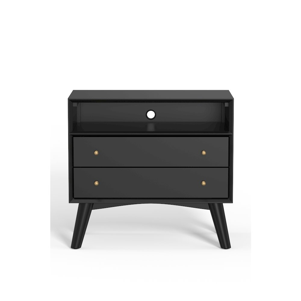 Flynn large black nightstand by Start2Finish featuring a modern design with a single drawer and sleek finish.