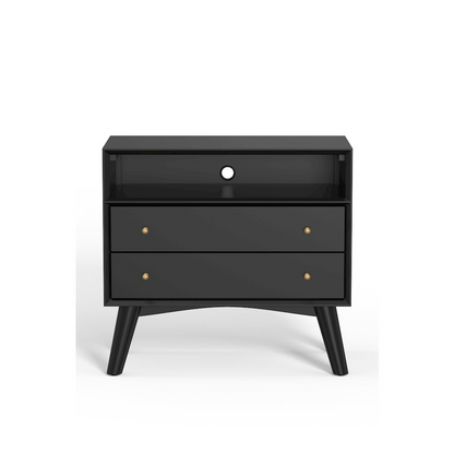 Flynn large black nightstand by Start2Finish featuring a modern design with a single drawer and sleek finish.