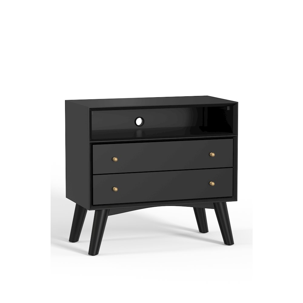 Flynn large black nightstand by Start2Finish featuring a modern design with a flat top surface and storage drawer.