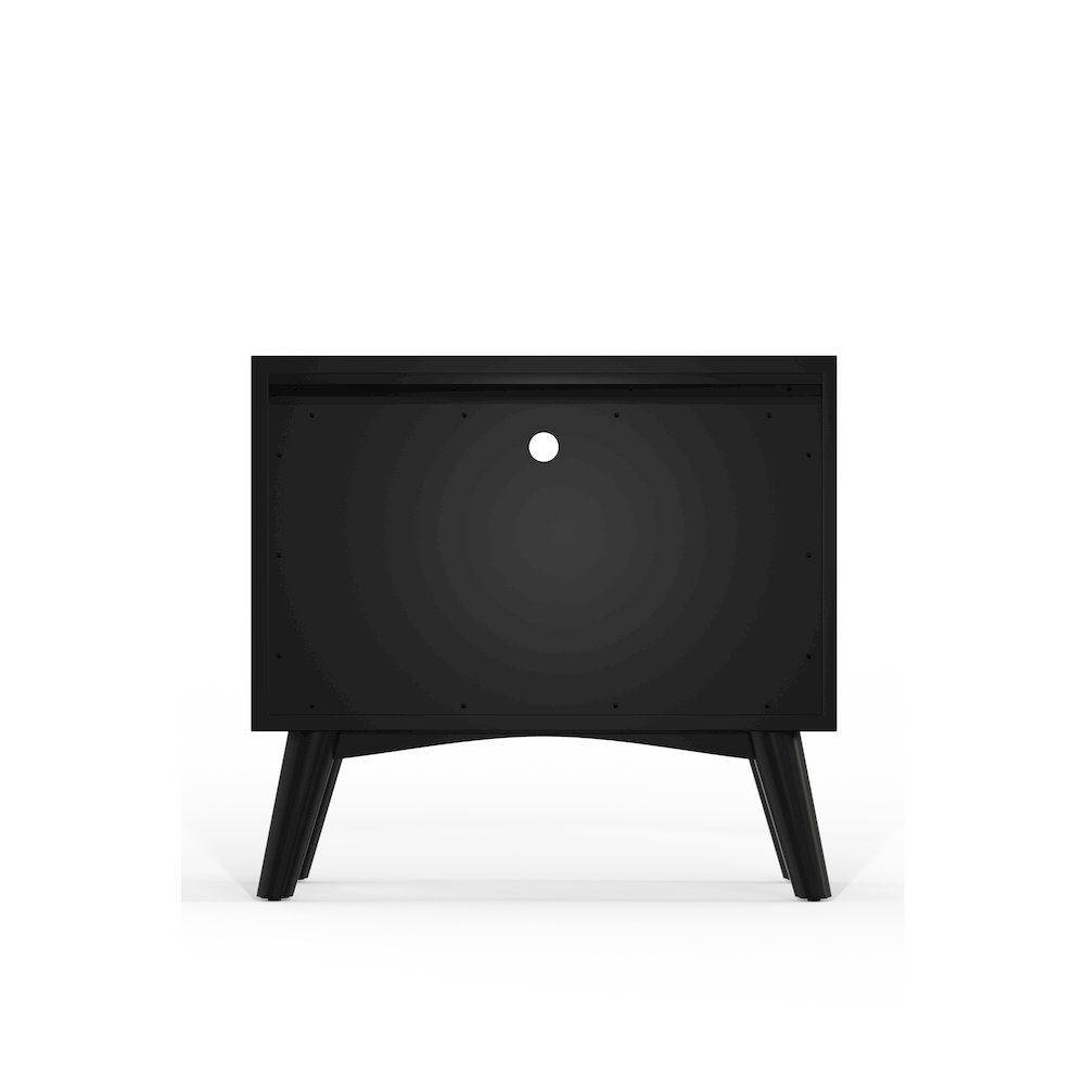 Flynn large black nightstand by Start2Finish featuring a modern design with storage drawer and sleek finish.