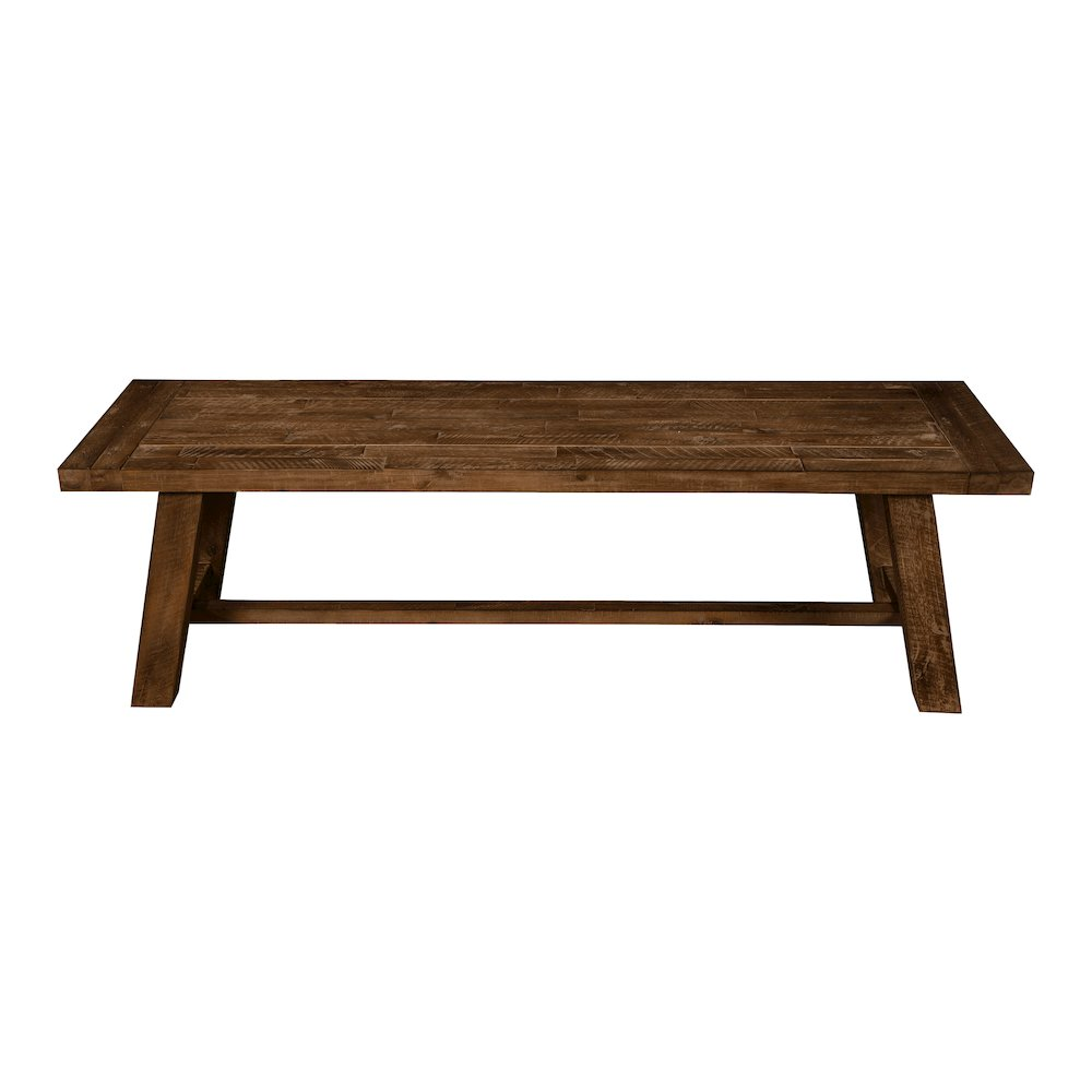 Medium brown Newberry Bench by Start2Finish with wooden legs and cushioned seat, ideal for entryways or living rooms.