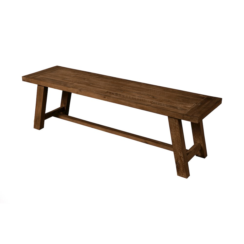 Medium brown Newberry Bench by Start2Finish featuring a wooden seat and sturdy metal legs.