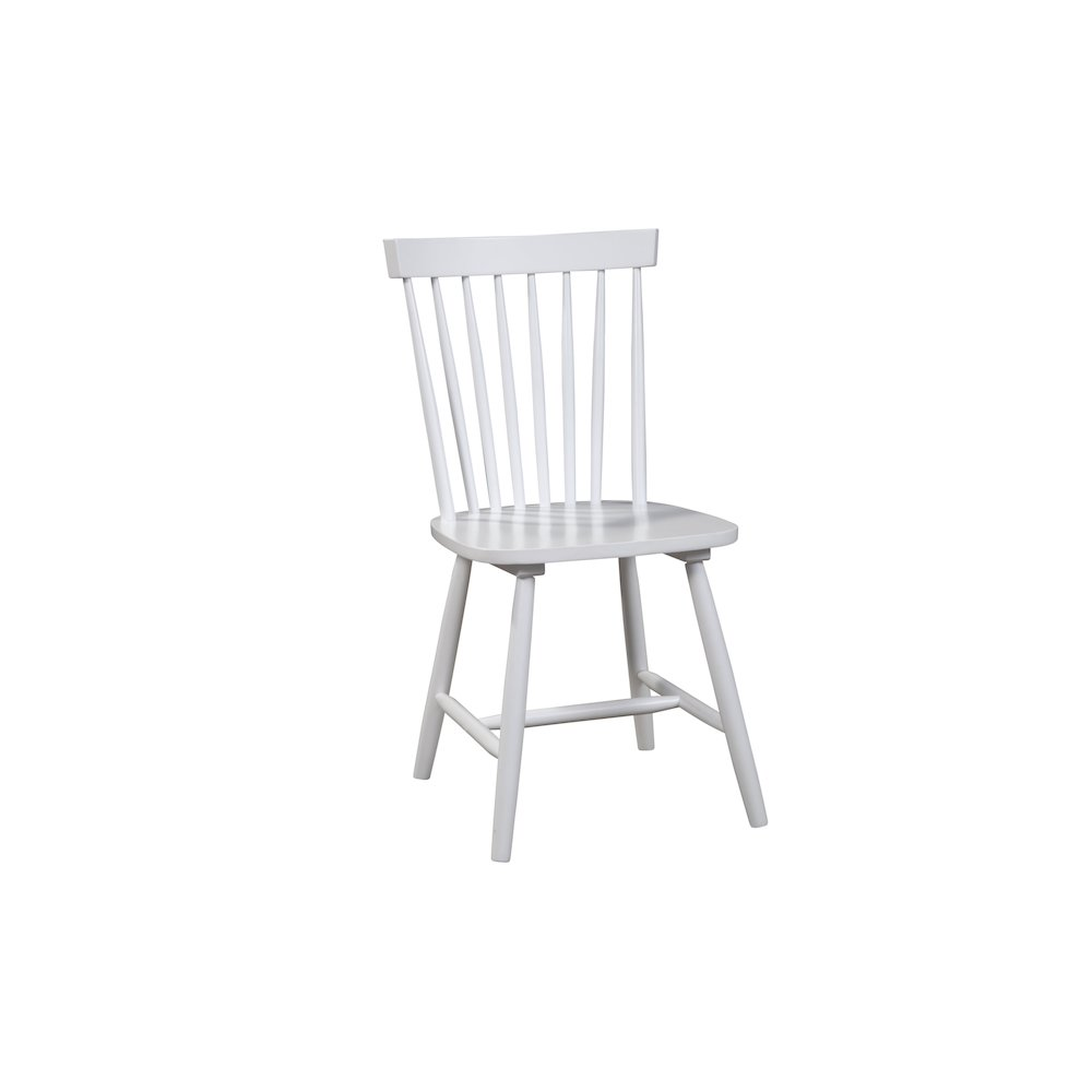 Set of two white Lyra side chairs by Start2Finish, modern furniture with sleek design and comfortable seats.