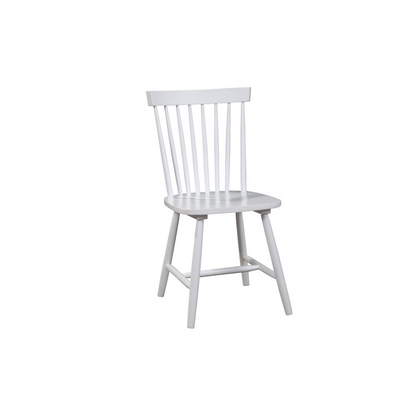 Set of two white Lyra side chairs by Start2Finish, modern furniture with sleek design and comfortable seats.