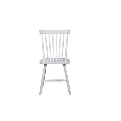 Set of 2 white Lyra side chairs from Start2Finish, featuring sleek modern design and smooth wooden legs.