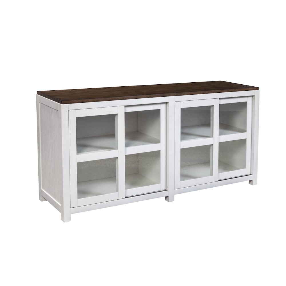 Large Donham display cabinet by Start2Finish featuring glass doors and wooden shelves for stylish storage and display.
