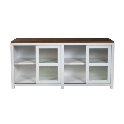 Large Donham display cabinet by Start2Finish, showcasing glass doors and wooden shelves for elegant furniture storage.