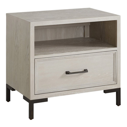 Start2Finish Bradley nightstand with a dark wood finish, featuring a single drawer and open shelf for bedroom storage.
