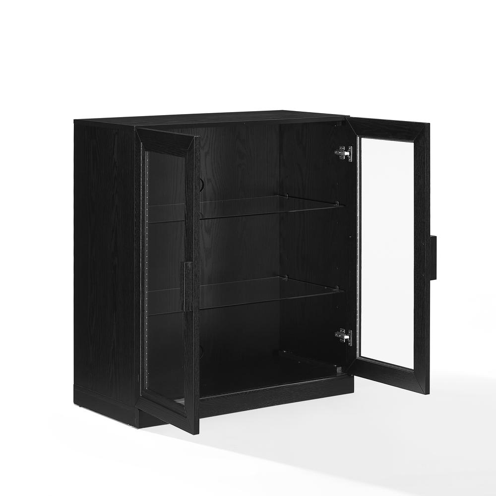 Start2Finish Essen stackable glass door kitchen pantry storage cabinet with shelves and transparent doors for organized kitchen storage.