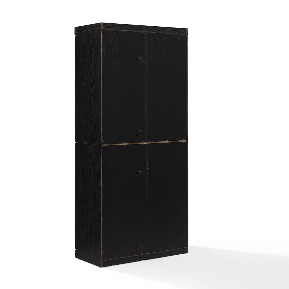 Start2Finish Essen glass door kitchen pantry storage cabinet with shelves and clear glass doors for organized kitchen storage.