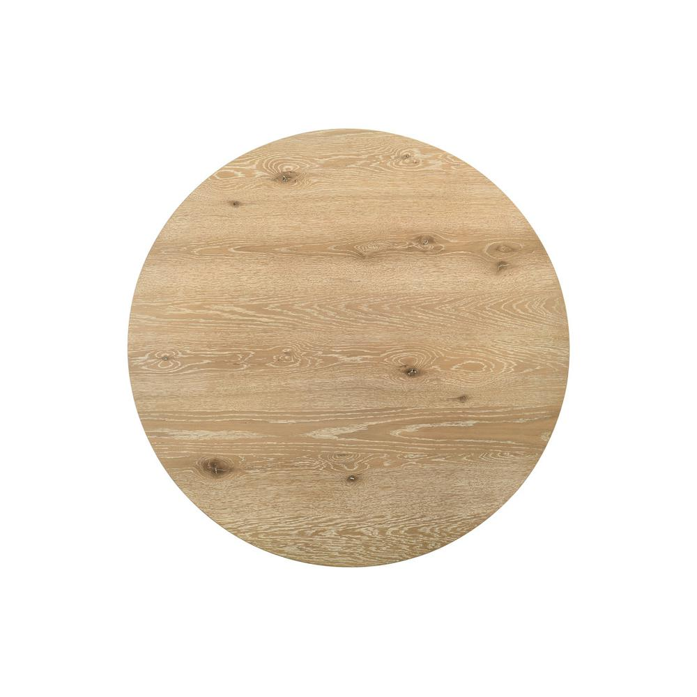 Start2Finish Tate oak finish 47-inch round dining table with a sleek metal base, ideal for modern dining spaces.