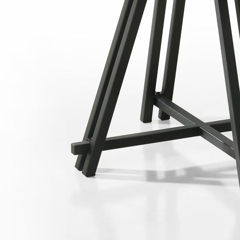Start2Finish Tate Oak Finish 47-inch round dining table with metal base, showcasing the wood top and sturdy metal support.