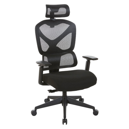 Start2Finish mesh back manager’s chair with adjustable headrest, ergonomic design, and breathable mesh for comfortable office seating.