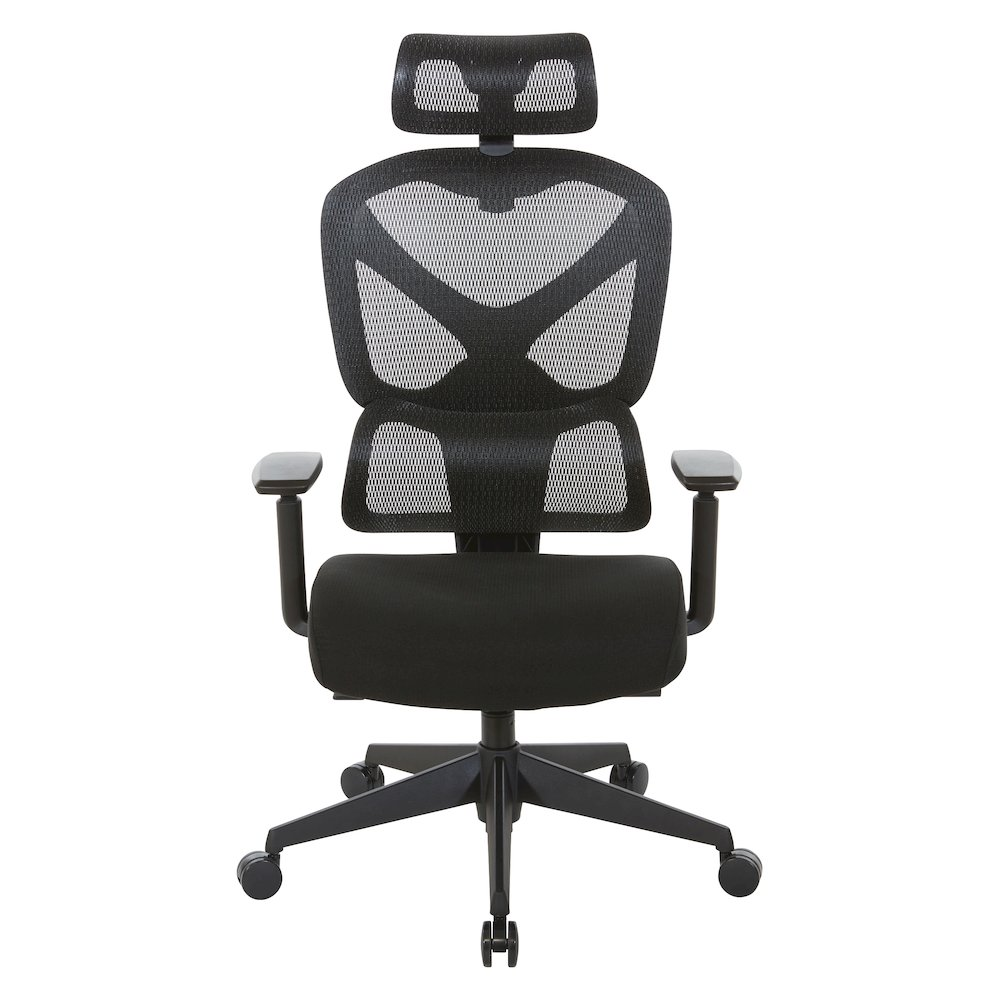 Start2Finish mesh back manager’s chair with headrest, featuring ergonomic design and adjustable features for comfortable seating.