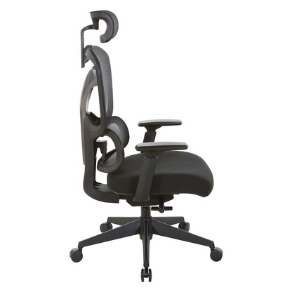 Start2Finish mesh back manager’s chair with adjustable headrest, ergonomic design, and breathable mesh upholstery.
