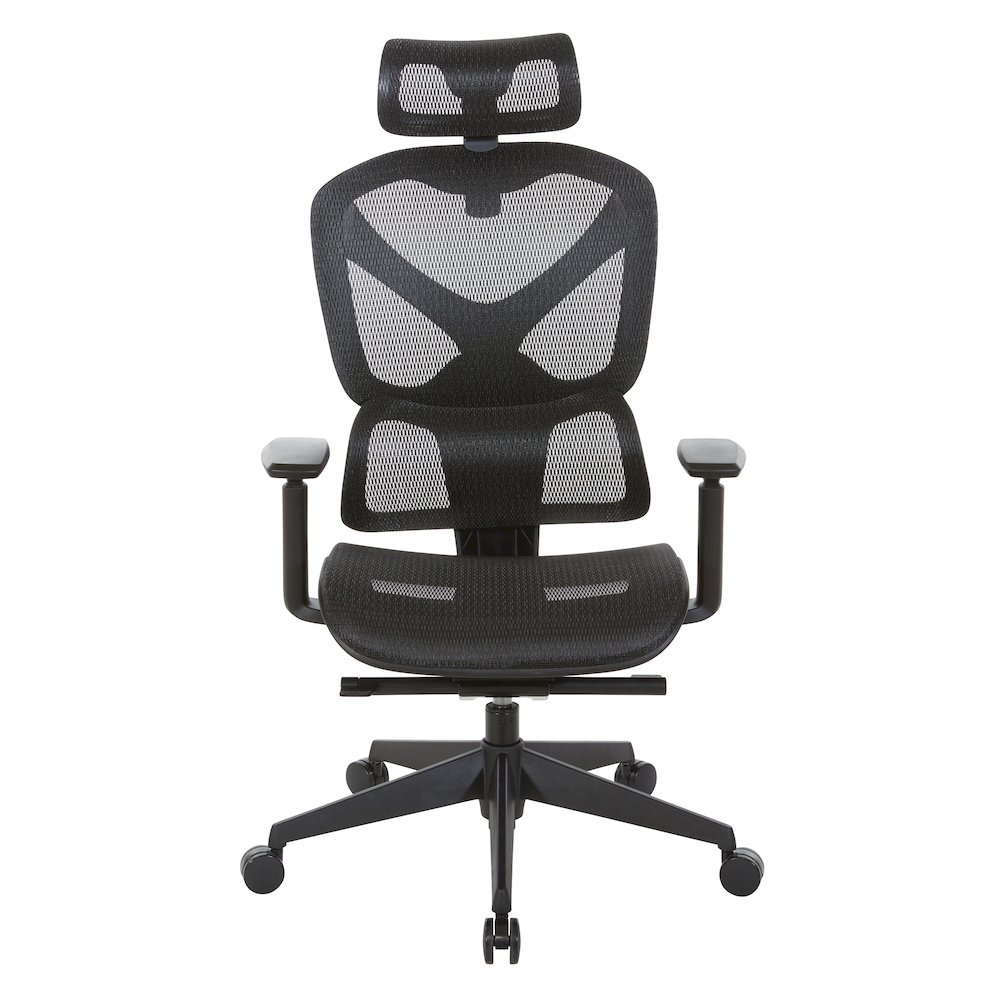 Start2Finish mesh back manager’s chair with headrest, ergonomic office chair featuring adjustable lumbar support and breathable mesh.