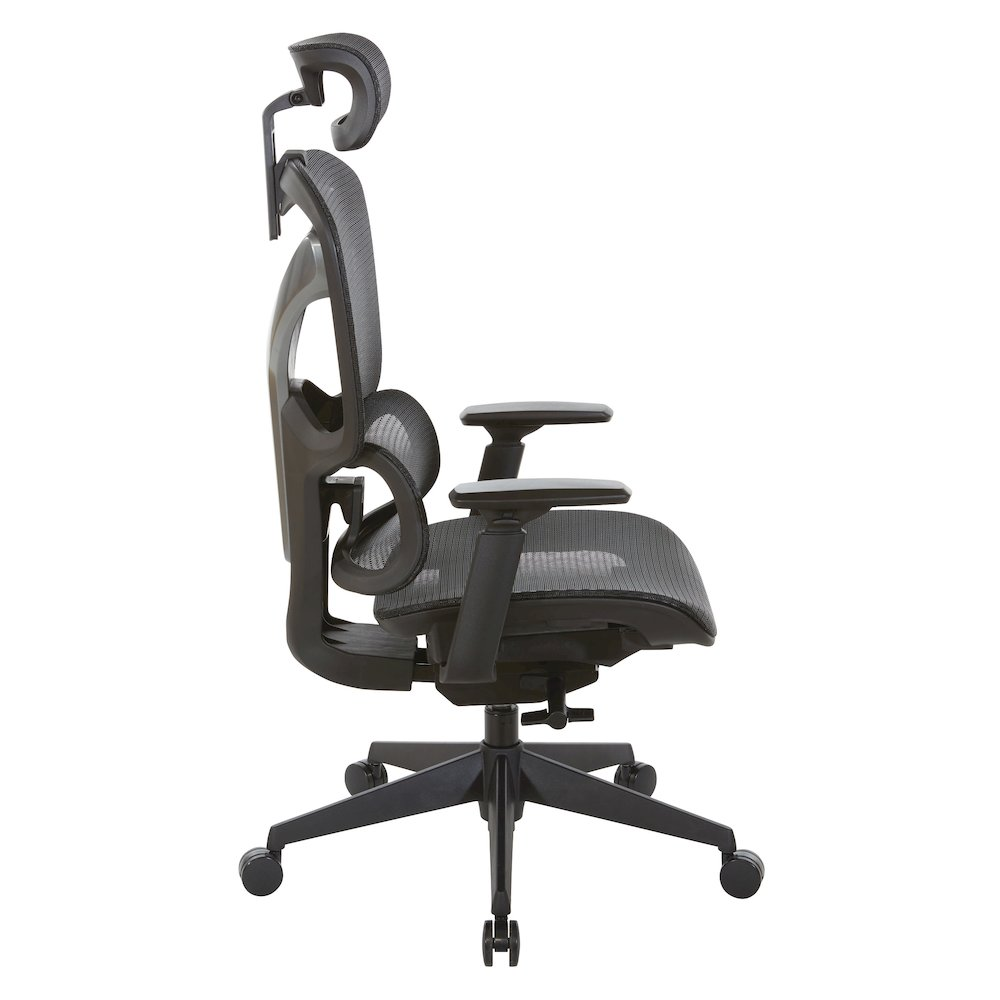 Start2Finish mesh back manager’s chair with adjustable headrest, ergonomic design, and supportive lumbar for office comfort